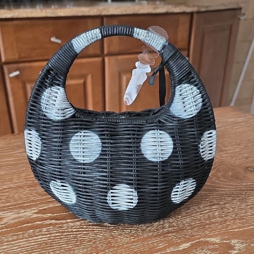 NWT KATE SPADE X TARGET Black and White Polka Dot Woven Bag